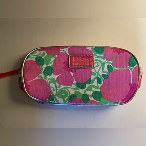 Lilly Pulitzer Pink and Green Cosmetic Bag with Floral Design